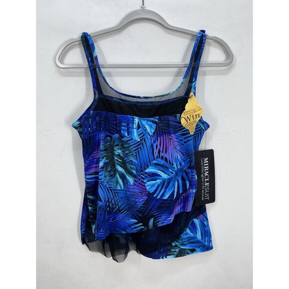 Miraclesuit Tankini Swim Top Sz 8 Royal Palms Mirage Underwire Tummy Control NEW - Picture 4 of 11